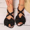 Women's Sandals 2025 Summer Sweet Wind Bow Soft Sole Outside Wear Casual Cross Strap Flat Heel Beach Sandals
