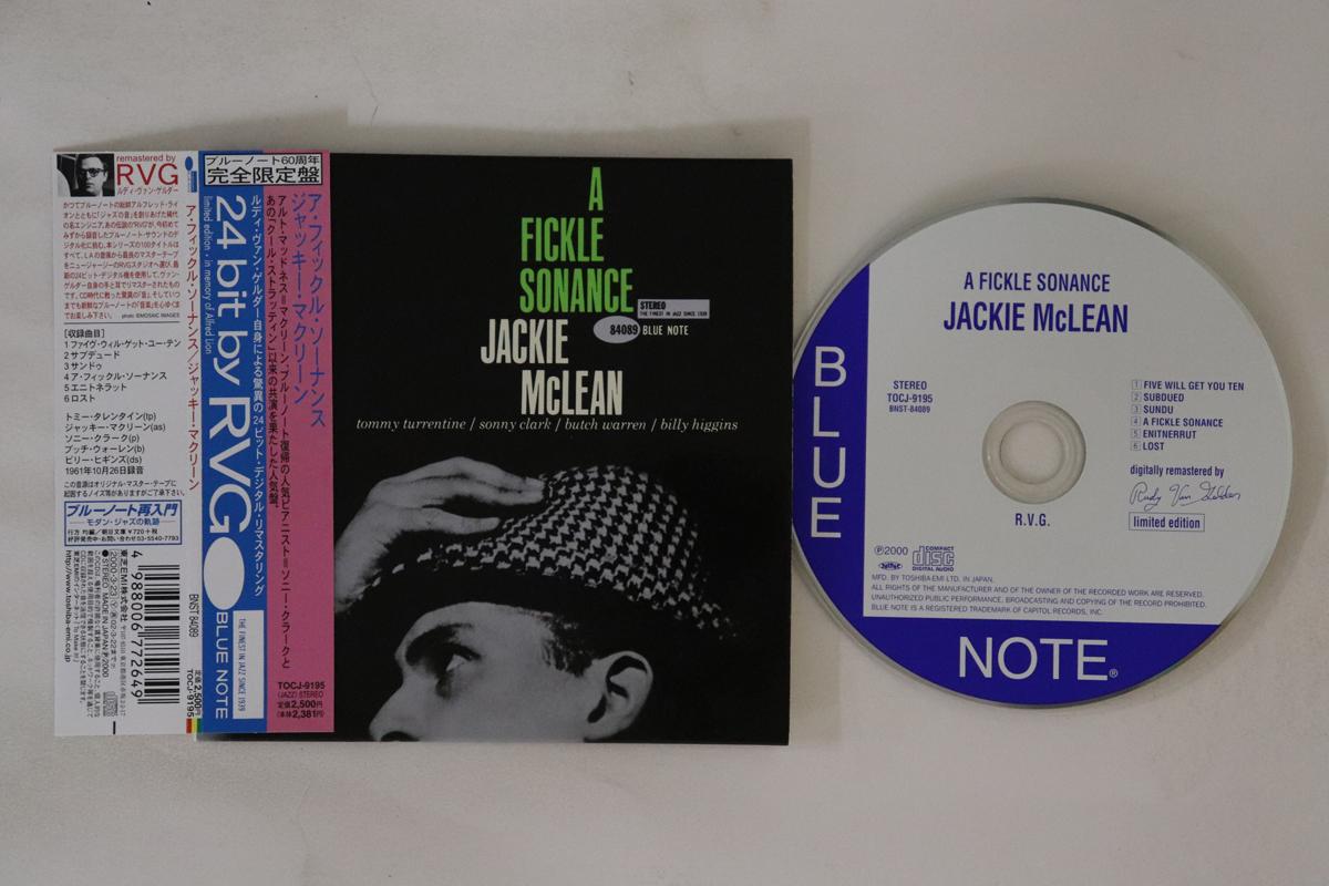 

CD JACKIE MCLEAN - A Fickle Sonance TOCJ9195 BLUE NOTE 2000 Japan Obi Jazz Used