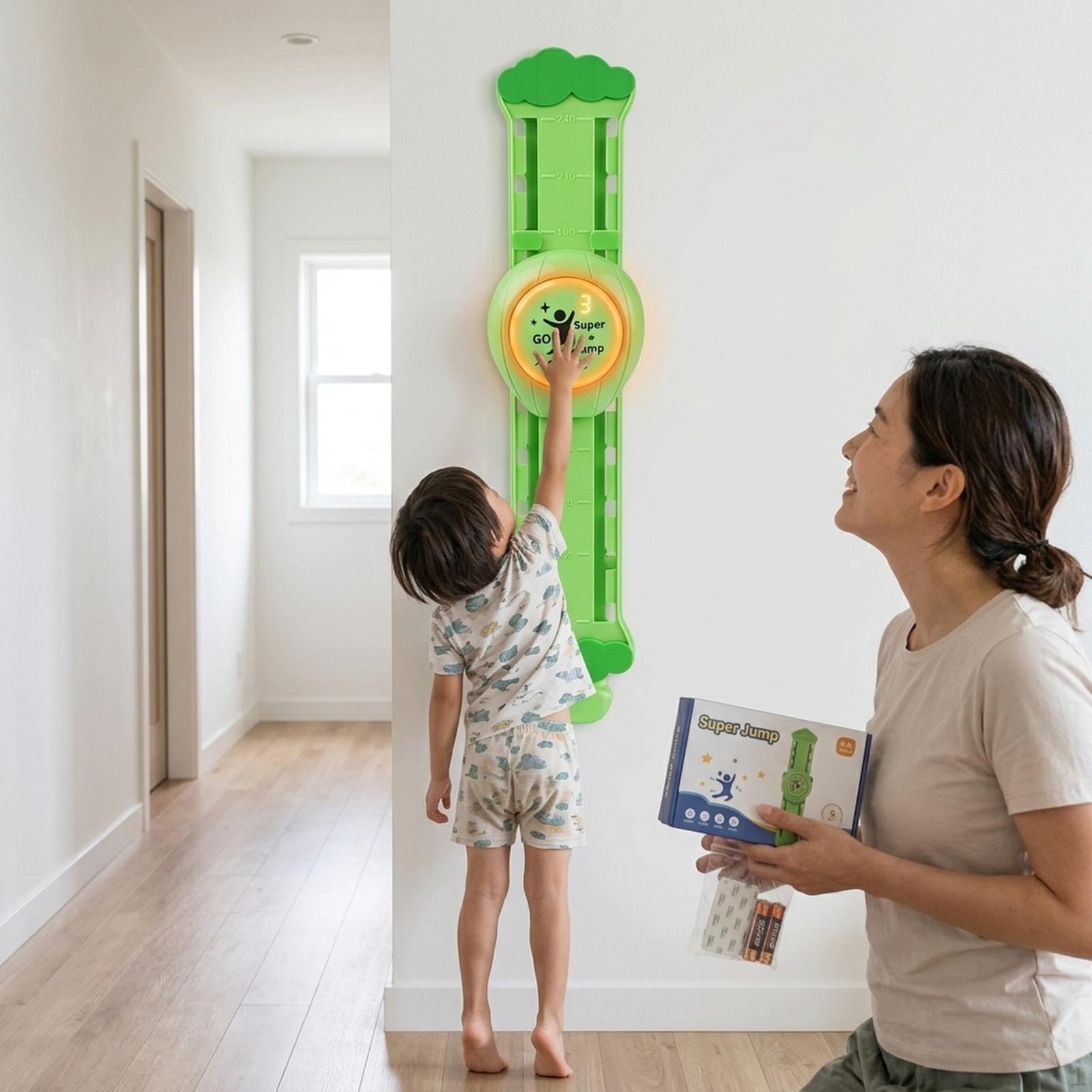 High Jump Counter Indoor Height Touch Mounted Interactive Voice Broadcast for Bedroom Sports Kids