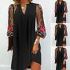 Vestidos casuales de cuello en V y manga larga de verano y primavera para mujer