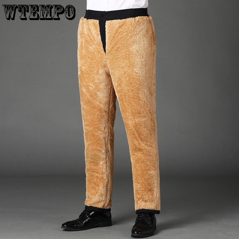 Winter Padded Outer Wear Cotton Pants Men's High Waisted Large Size Warm Pants Lambswool Cold Weather Pants for Men