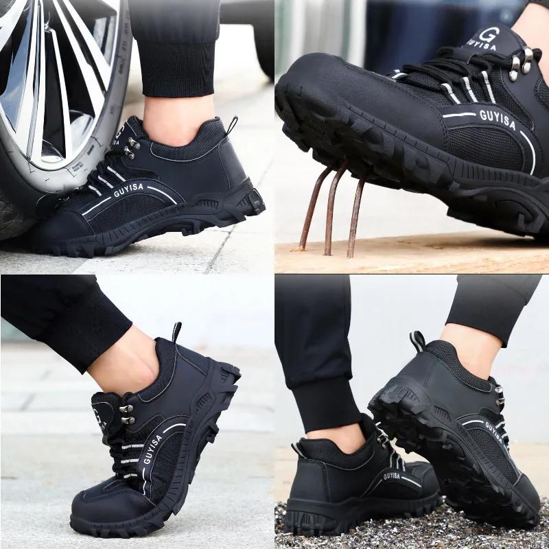 Mens Work Safety Shoes with Steel Toe Lightweight Breathable Indestructible Work Sneakers Anti-puncture Men Shoes Safety Boots
