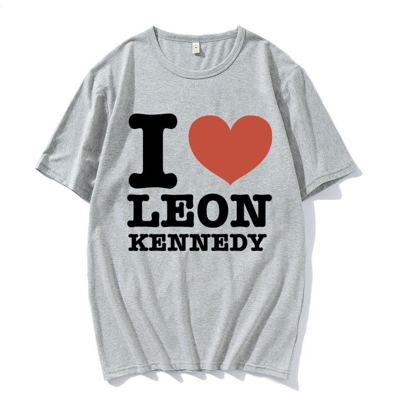 I Heart Leon Kennedy Potisk Trička Pánské Dámské Oblečení Móda Vintage Tričko Pánské Oversized Bavlna Krátký Rukáv Tričko Top