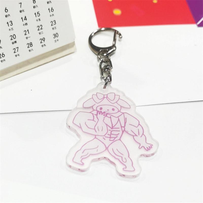 

Sanrio Muscle Man Keychain Cute Kuromi Melody Cinnamoroll Pendant Key Chain Couple Bag Accessories Melody