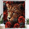 Tenda da Doccia con Leopardo e Alberi, Tenda Decorativa da Bagno Animale Leopardo Rosa, Tenda per la Casa in Tessuto Stampato con Ganci