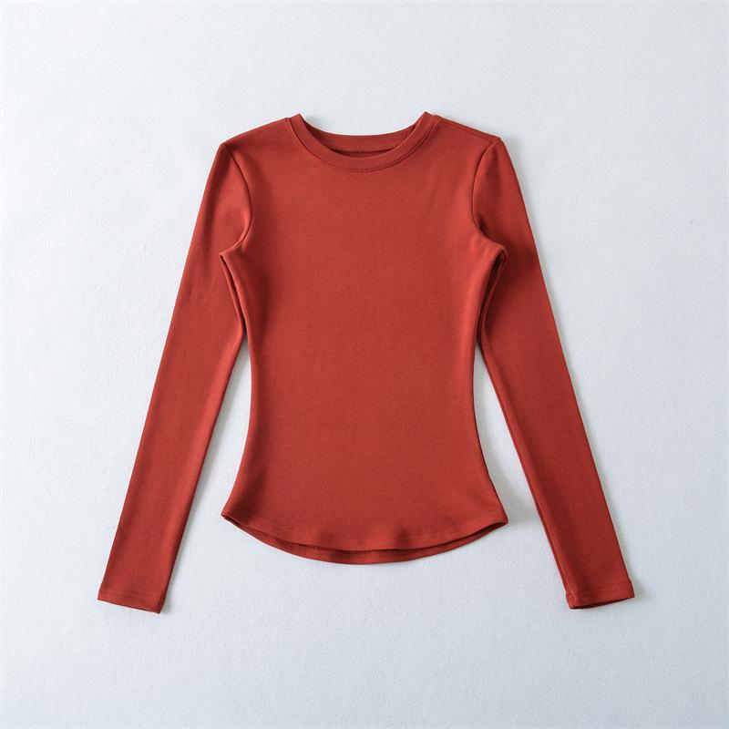 Spicy Girl Versatile Long-Sleeve Women's T-Shirt - Spring/Autumn, Comfortable Base Layer, Round Neck, Slim Fit