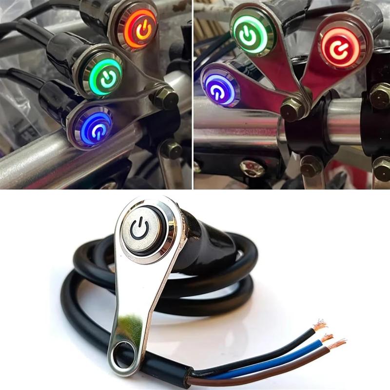 Key Cylinder Bike LED Motorcycle Switch ON + OFF Handlebar Mount Aluminum Alloy Waterproof 12V Fog Light Lamp Bike Horn Push But