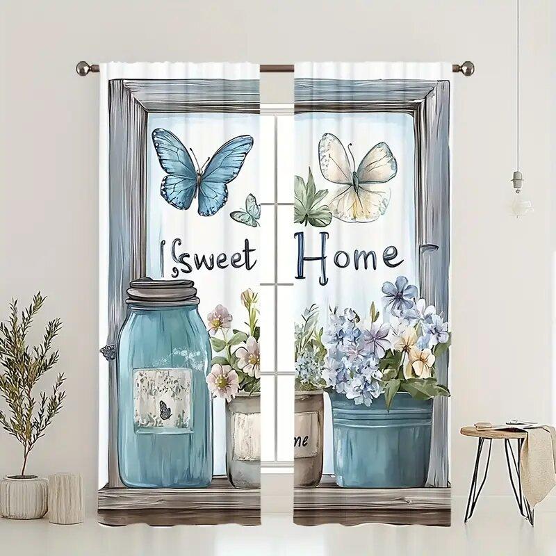 Sweet Home Butterfly - Pole Bag curtains   bedroom and living room decoration   home decoration   living room decoration