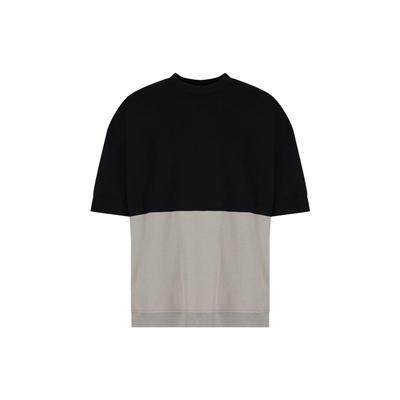 FW23 Color Block Crew Neck Pullover Short Sleeve T-Shirt Men Tops Black Gray 6R1TDG-1JWZZ-0019