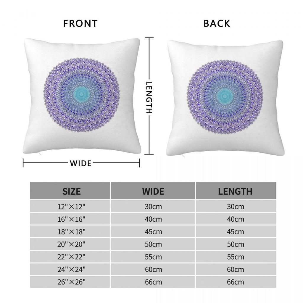 Blau und Lila Mandala Quadratische Kissenhülle Polyester Leinen Samt Kreativ Reißverschluss Dekoration Wurfkissenhülle Zimmer Kissenbezug