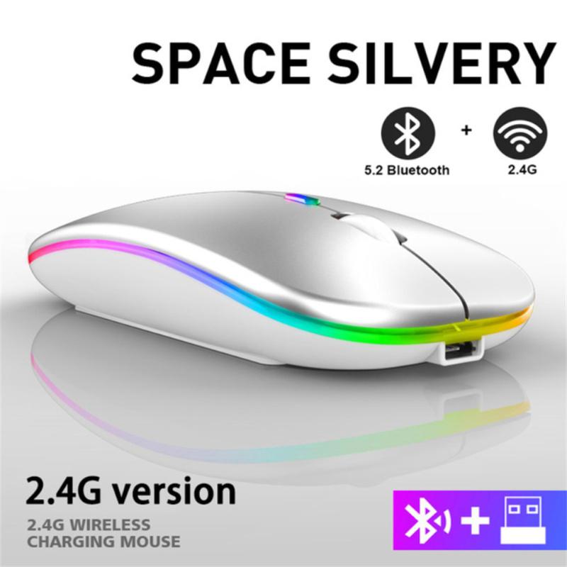 Chaud! Souris sans fil 2.4g Compatible Bluetooth Rgb Rechargeable Silencieuse Rétroéclairage Led Souris de jeu ergonomique