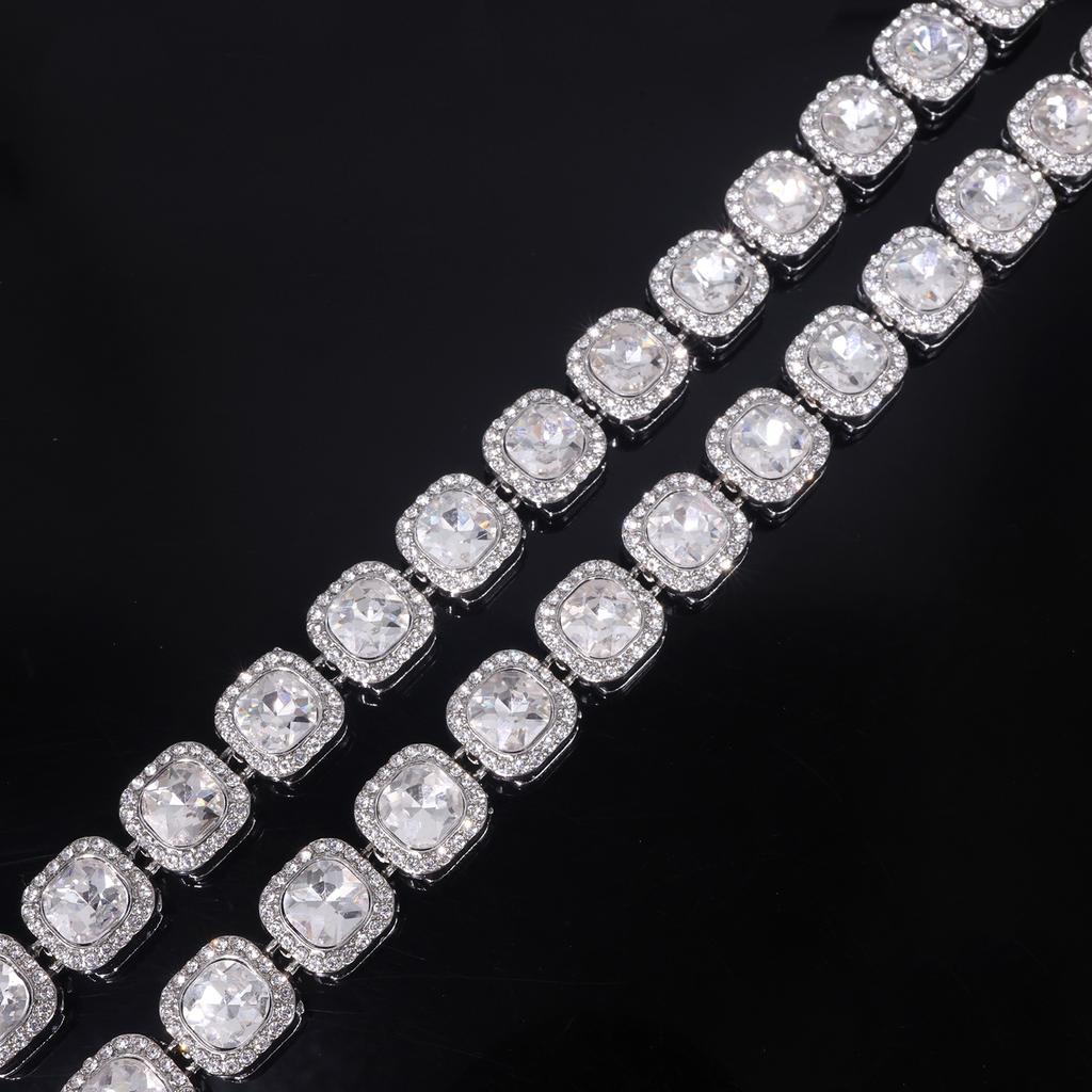 Shiny Round Rhinestone Hip Hop Tennis Chain Bracelet Necklace Set for Women Men Jewelry Gift