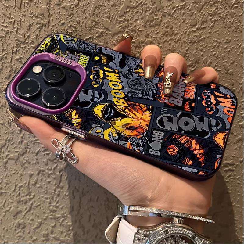 Graffiti Black Comic Style Phone Case For iPhone 17 Air 16 e 15 14 13 12 11 Pro Max Plus Mini SE 2020 2022 Shockproof