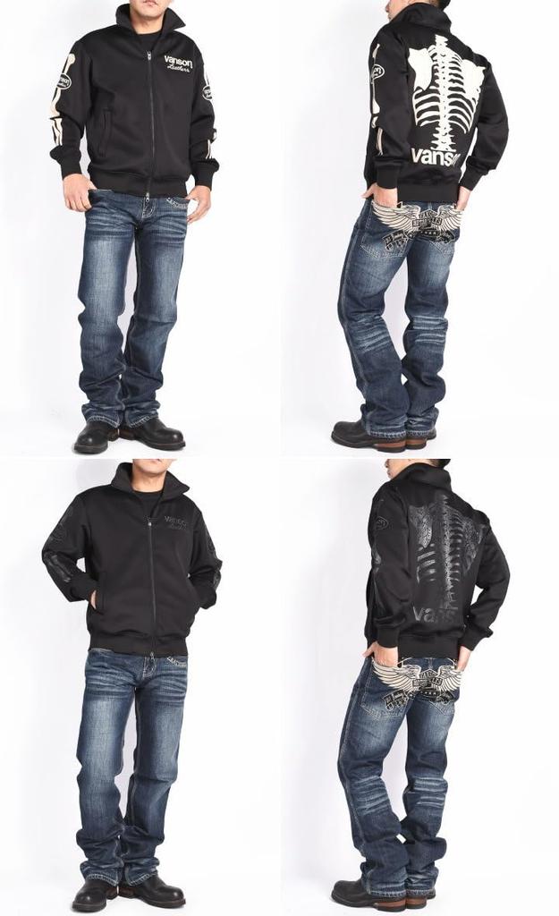 Jersey BONE Skull Bone 3D Print Oval Patch Jersey Track Jacket Black X Black [Banson] [Spring 2025] & NVSZ-2503 (JP, Alphabet, 2XL, (B))