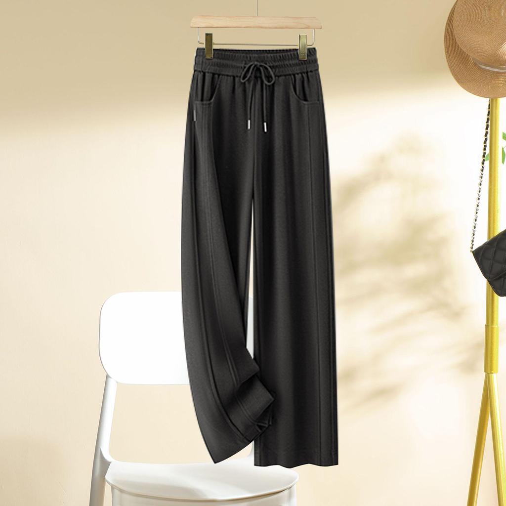 Women's Autumn/Winter 2024 Thick Elastic Waist Wide-Leg Pants