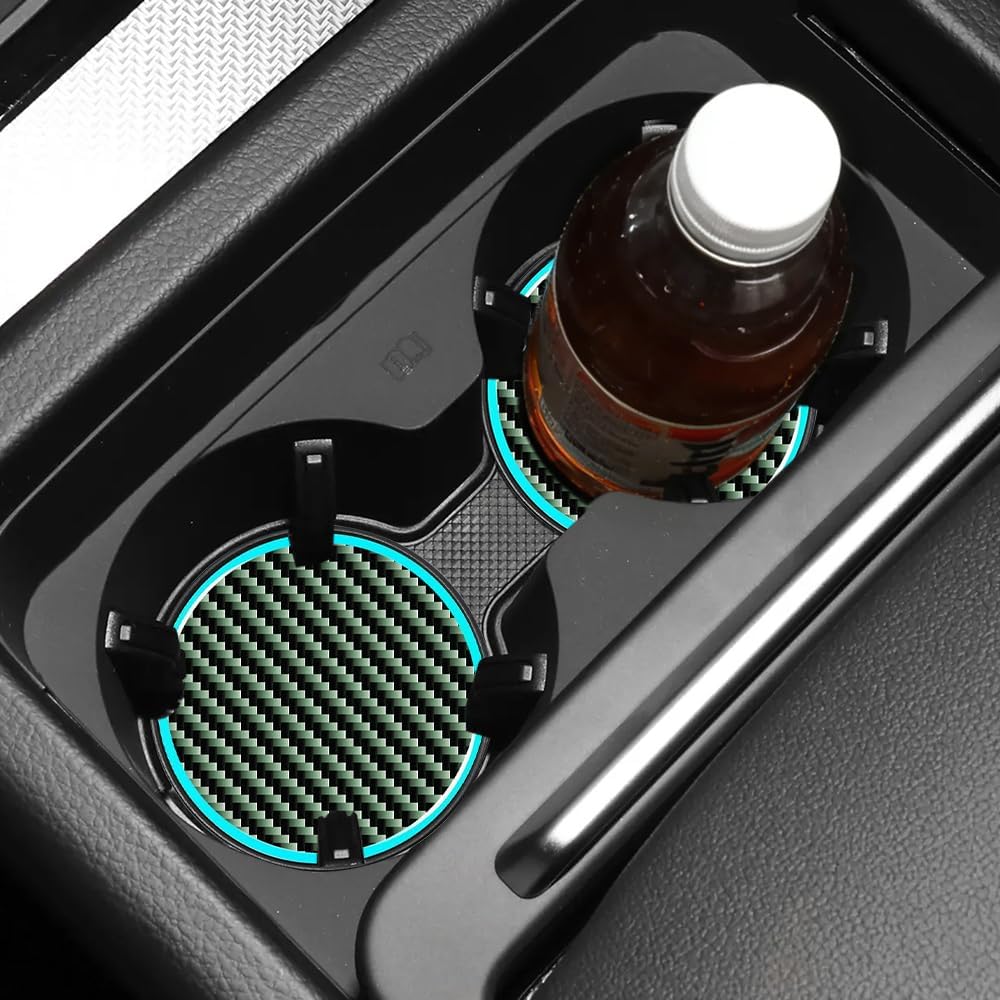 2PCS Car Cup Holder Coaster, Car Cup Holder Insert, 2.83" Insert Water Bottle Holder Pads, Auto Accessories Non-Slip Luminous Cover Scratches