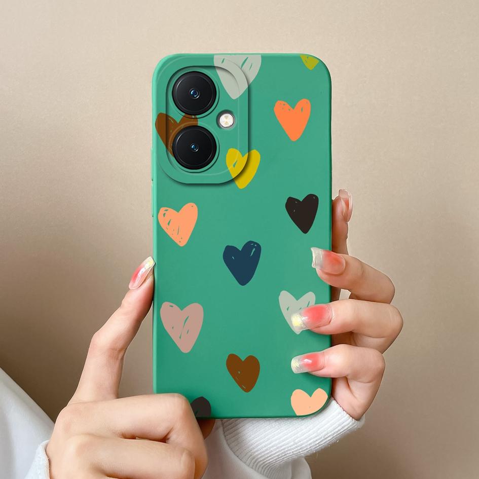 Case For Vivo Y36 Y27 Y78+ V29 Lite Y17S X90 Pro Pretty Heart Protective Phone Cover Camera Protection Soft Silicone Housing For Vivo Bumper Case