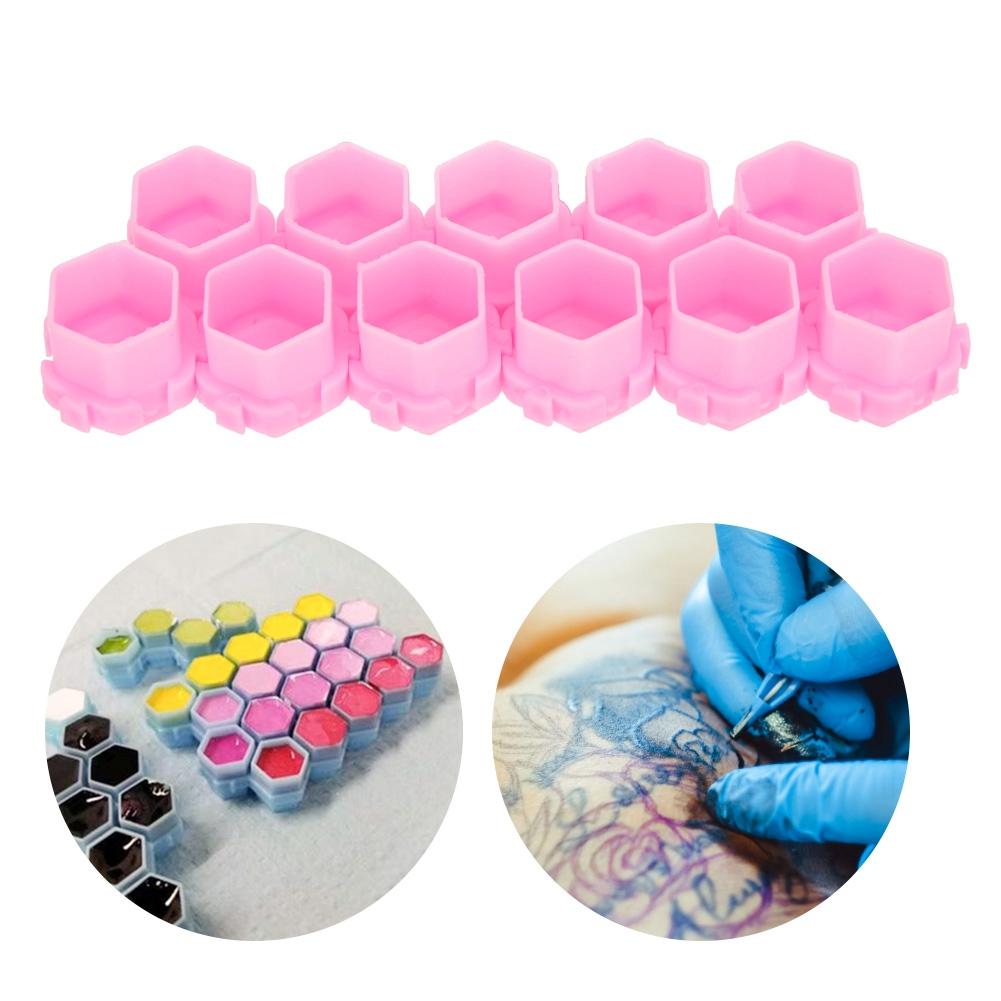 200Pcs Tattoo Ink Cups Honeycomb Shape Pigment Holder Cups Permanent Makeup Supplies Pink