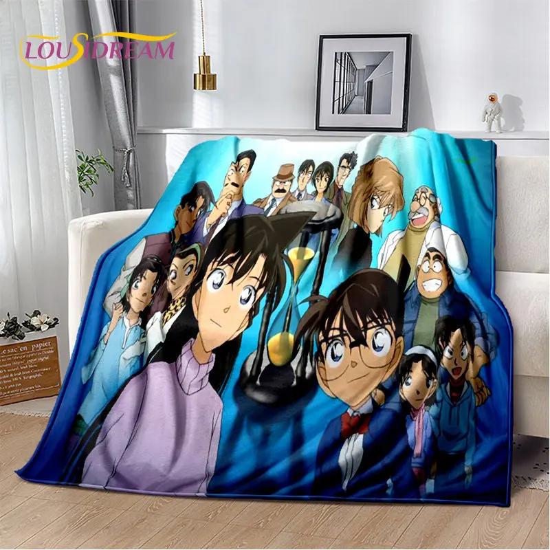 Detektyw Conan Cartoon Anime miękki pluszowy koc, flanelowy koc rzut koc do salonu sypialnia kanapa z funkcją spania narzuta na piknik 3D