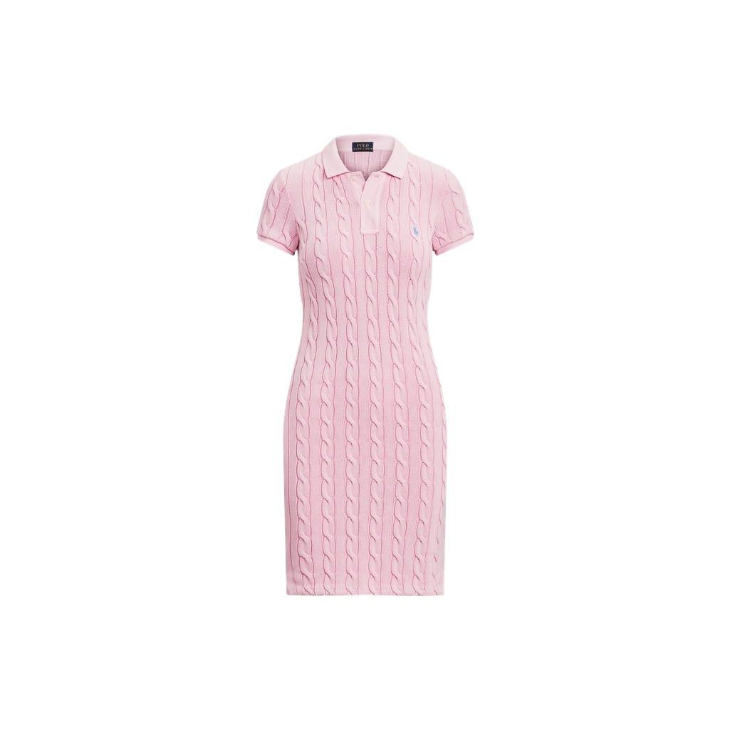 

Платье вязаное однотонное с воротником поло и коротким рукавом Polo Ralph Lauren Женские платья Розовый WMPODRSNFA20271 S