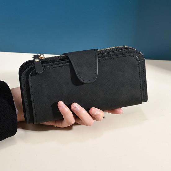 Portafoglio Lungo da Donna Grande Capacità Porta Carte Portamonete Pieghevole a Tre Ante con Cerniera