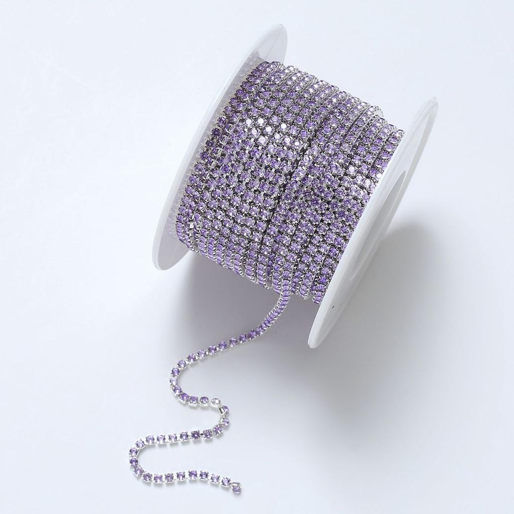 Silver bottom dense claw glass crystal rhinestone claw chain, color inlaid crystal diamond chain DIY mobile phone material sticker diamond accessories