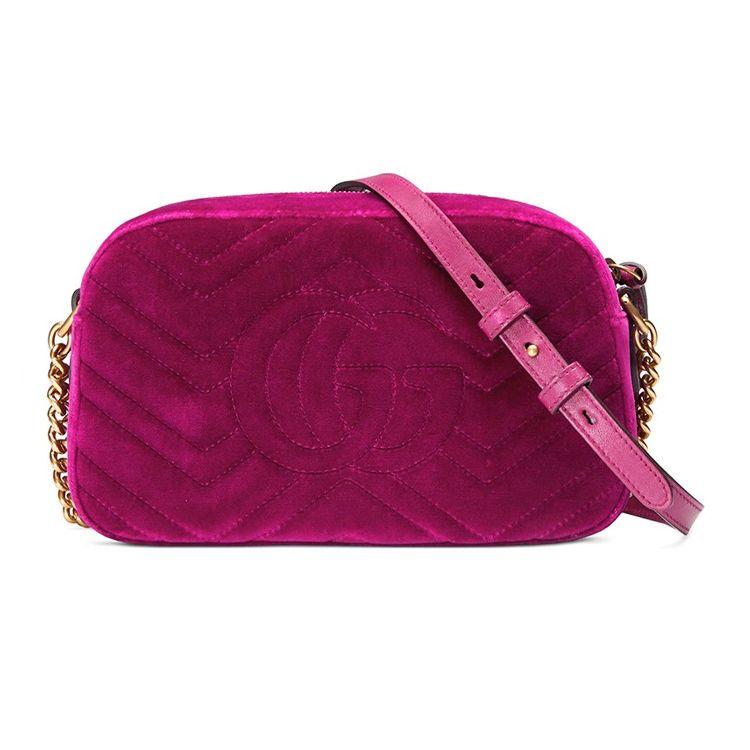 Gucci Borsa a tracolla GG Marmont Trapuntata in Velluto Fucsia Dettagli Dorati Per Tutti i Giorni e Feste 447632-9QIBT-5671