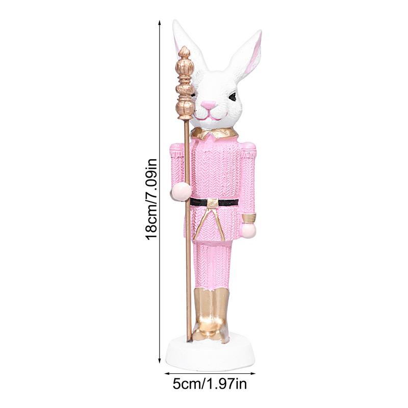 Osterhasen-Figur Schreibtisch-Osterhase Statue Mit Zepter Harz Hase Tier Skulptur Frühling Kreative Tischdekorationen