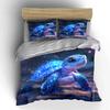 Dreamy Glowing Blue Sea Turtle Bedding Set For Kids Luxury Gift 3Pcs Digital Print Comforter Set Soft Comfortable Breathable