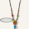 JMXD Boho Vintage Ceramic Long Necklace Sweater Chain Pendant Statement Versatile Clothing Accessory Ethnic Retro Fashion Jewelry