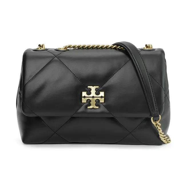 Tory Burch Kira Diamant-Steppung Klappe Magnetverschluss Kalbsleder Crossbody Schultertasche Klein Damen Schwarz