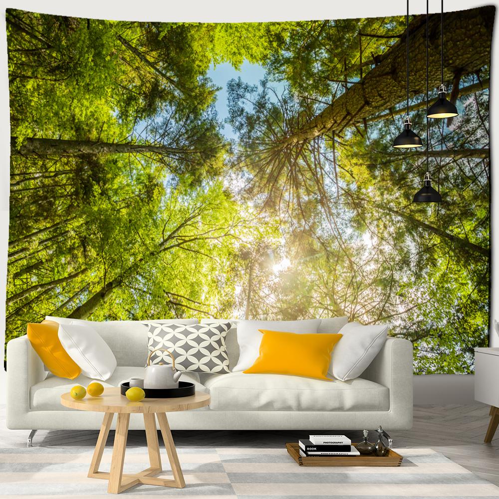 Mountains Sea Jungle Fluorescent Tapestry Bohemian Nature Landscape Psychedelic Beautiful Ultraviolet Reaction Background Cloth 85x75cm