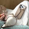 Leather Wallet Ring Wrist Strap Phone Case with Card Slot for iPhone Air 17 16 15 14 13 12 11 Pro Max Crossbody Protective Cover