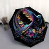 1pc Colorful Bird Amidst Musical Notes and Flowers Automatic Folding Umbrella - 3 Folding Design, Vivid Cartoon Pattern, Suitable for Outdoor Activiti