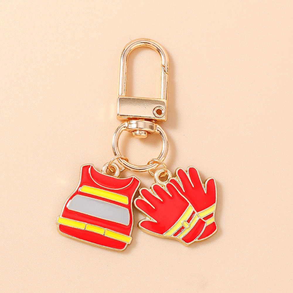 New Fire Gloves  Firefighting Shoes Keychain Fire Equipment Key Ring Pendants for Women Girls Handbag Decor DIY Jewelry Gift