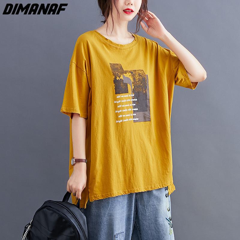 

DIMANAF 2023 Новые женщины плюс размер футболки Топы Свободный O-образный вырез Летний узор Печать Короткий рукав Рубашка