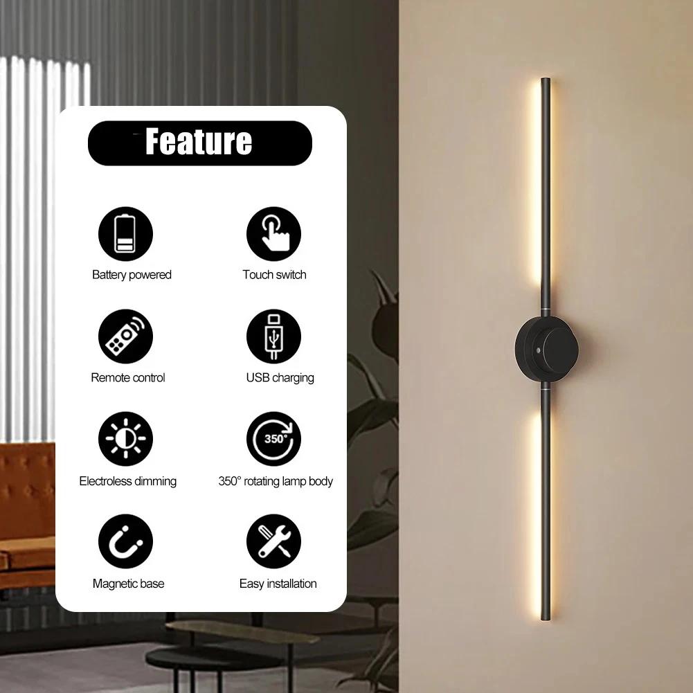 LED Wall Light Dimmable 3 Light Colors Wall Lights Touch and Remote Control Minimalist Metal Wall Lighting for Hallway Stairway