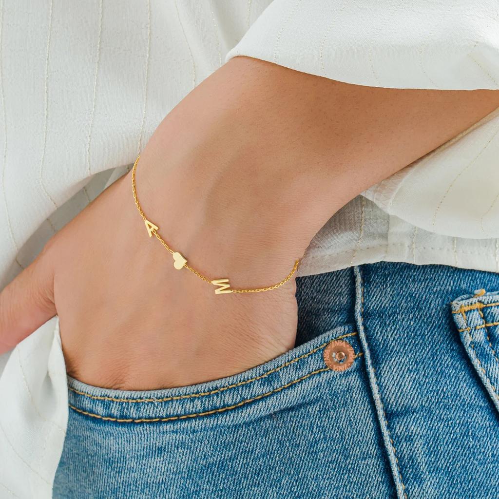 Lemegeton Customized Initial Bracelet with Symbol A-Z Letters Bracelets Stainless Steel Jewelry for Mom Girls Personalized Gifts