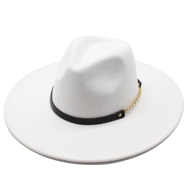 Wool 9.5Cm Big Eaves Jazz Top Hat Men'S And Women'S Peach Heart Top Chain Top Hat Felt Hat