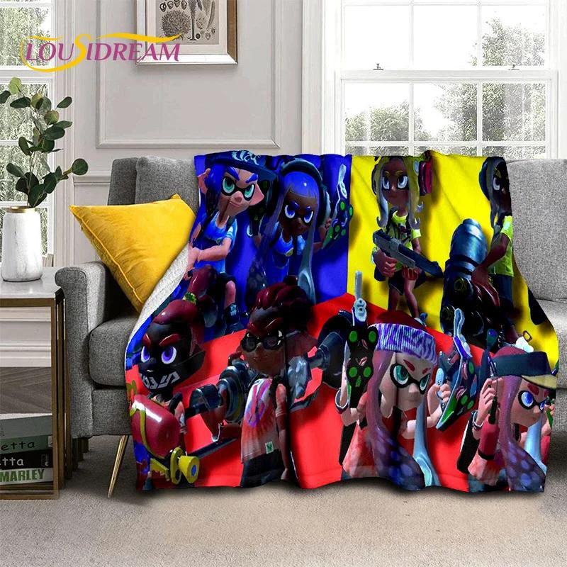 Splatoon3 PC Gamer Cartoon Game Soft Blankets,Keep Warm Throw Blanket Comfortable Blanket for Picnic Beds Sofa Home Bedroom Gift
