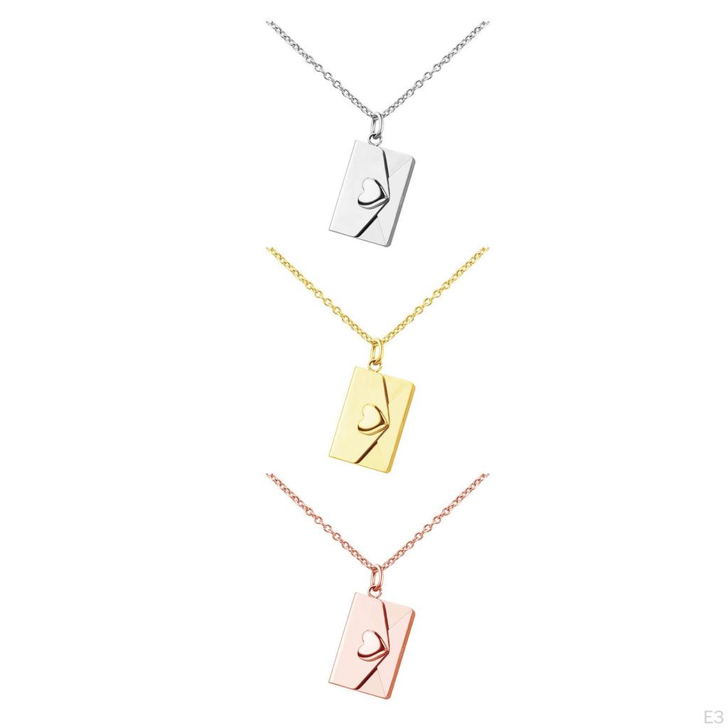 Heart Love Envelope Necklace Pendant Stainless Steel Valentine's Day Gifts Jewelry Chain for Mom Her