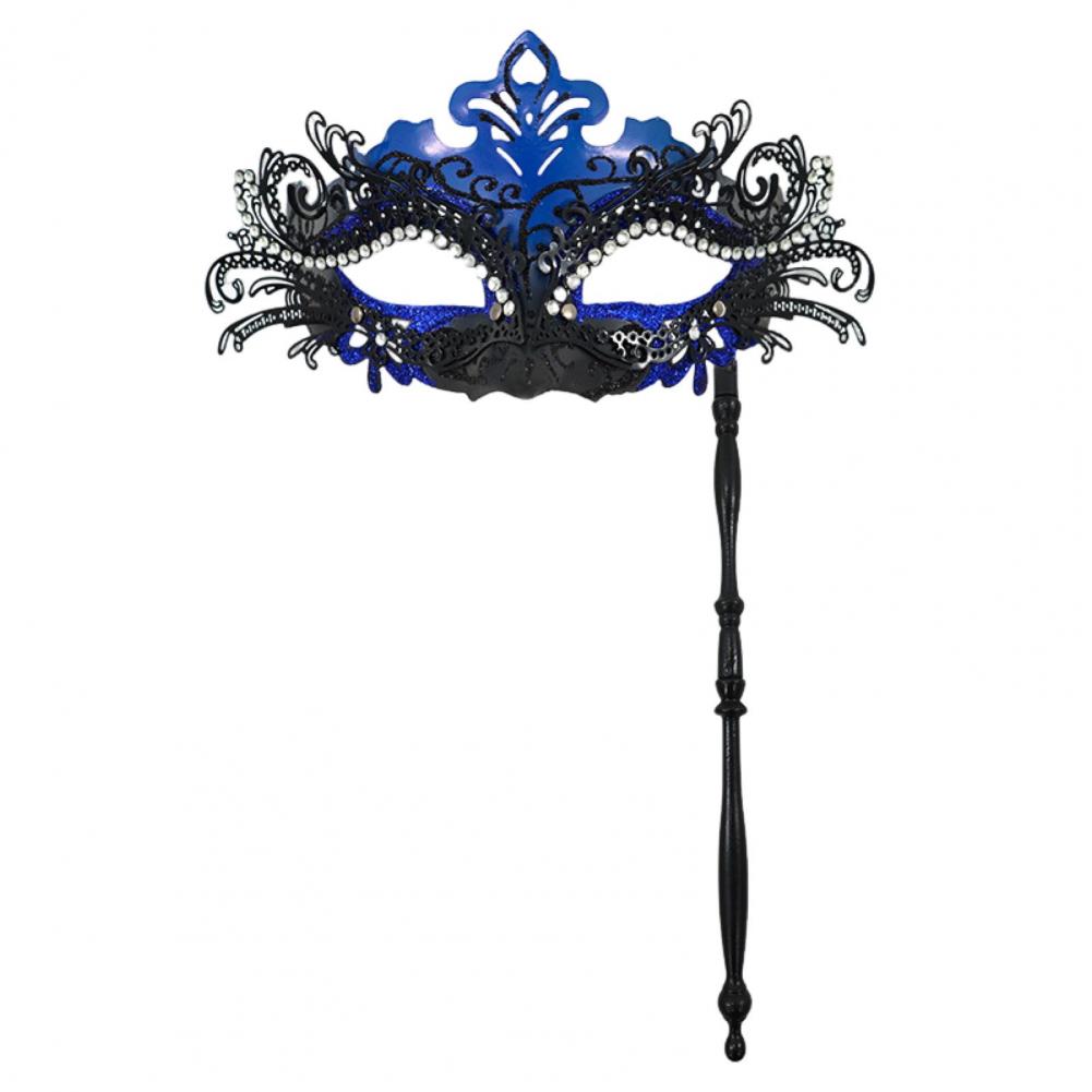 Fancy Dress Party Eyewear Mask Metal Handheld Stick Half Face Venetian Masque Rhinestones Women Mask Prom Ball Masquerade