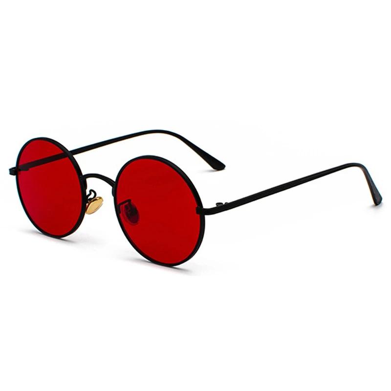 

New gold round metal frame sunglasses men retro summer style women red lens sun glasses unisex yellow pink black As Picture