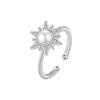 Fashionable Sunflower Pearl Rotating Ring For Women Elegant Spinning Band Jewelry Gift
