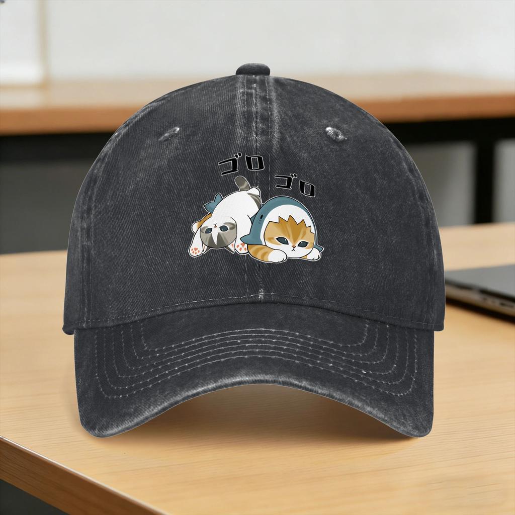 Sharks and kittens Baseball Cap Sun  Outdoor Gym SunProof Washed Trucker Hat FeUnisex Unisex Casual Print Snapback Cap