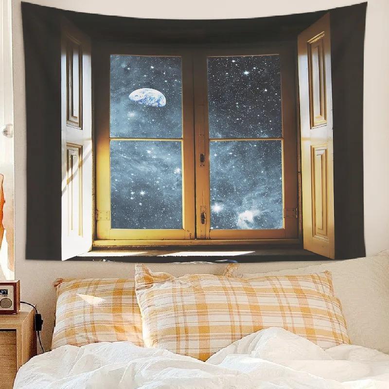 Home Wall Decoration Tapestry Window Scenery Background Hanging Cloth Bedroom Living Room Tapestry