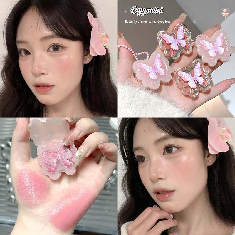 Cappuvini Butterfly Orange Hydrating Blush Glow Lipstick and Mirror Set