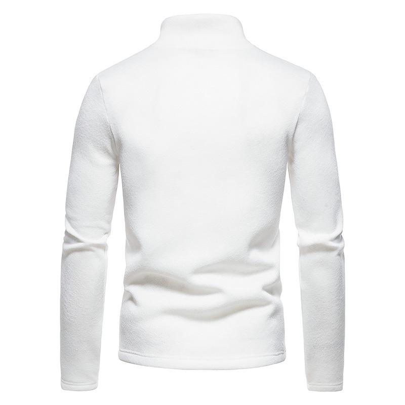 Men's High Neck Zipper Long Sleeve T-Shirt - European Size, Autumn/Winter Collection