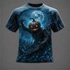 New Men's Crew-Neck T-Shirt Pumpkin Skeleton and Scarecrow Print Halloween Horror Casual Top Unisex Holiday Party Outfit