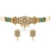 Emeral Kundan Stone-Studded Pearl Beaded Choker Jewellery Set For Women